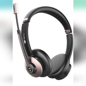 Rose gold noise cancelation Bluetooth head set with microphone